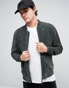 Замшевый бомбер цвета хаки Esprit - Зеленый