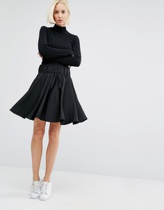 Короткая расклешенная юбка Weekday - Черный