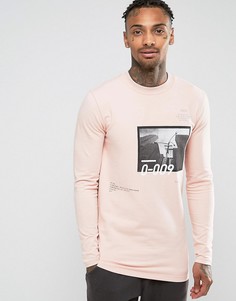 Удлиненный облегающий свитшот с фотопринтом и надписью ASOS - Розовый