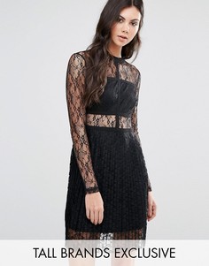 Кружевное приталенное платье с длинными рукавами Fashion Union Tall - Черный
