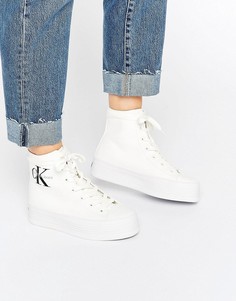 Белые парусиновые высокие кроссовки Calvin Klein Jeans Zabrina - Белый