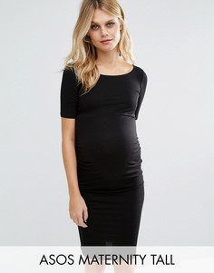 Платье бардо для беременных с укороченными рукавами ASOS Maternity TALL - Черный