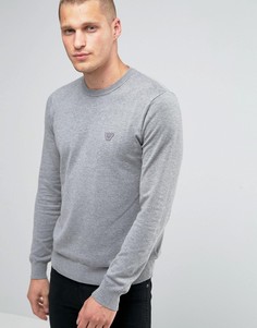Серый джемпер с круглым вырезом и логотипом Armani Jeans - Серый