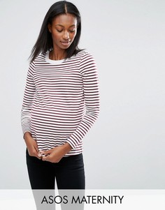 Лонгслив в полоску для беременных с круглым вырезом ASOS Maternity - Красный