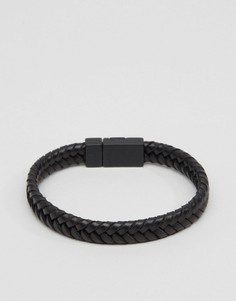 Черный плетеный браслет из искусственной кожи ASOS - Черный