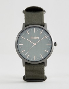 Часы цвета хаки с нейлоновым ремешком Nixon Porter - Зеленый