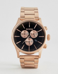 Золотисто-розовые часы с хронографом Nixon Sentry - Золотой
