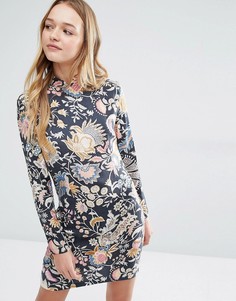 Платье с принтом и высокой горловиной Rollas - Мульти