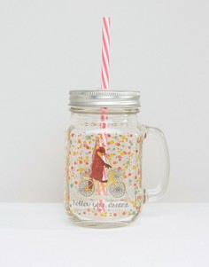 Кружка с крышкой и принтом лисы Sass & Belle - Мульти