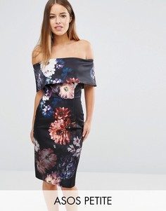 Платье-футляр с вырезом лодочкой и цветочным принтом ASOS PETITE - Мульти
