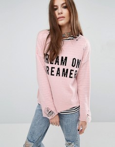 Джемпер с рваной отделкой Reclaimed Vintage Dream On Dreamer - Фиолетовый