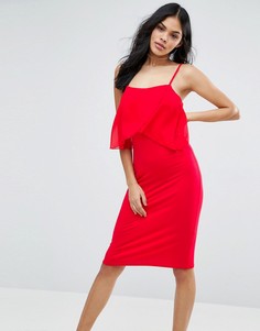 Трикотажное платье с шифоновой отделкой Love - Красный