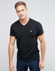 Черная футболка слим с V-образным вырезом Abercrombie & Fitch - Серый