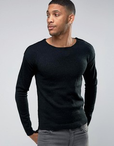 Джемпер с необработанным краем и удлиненной спинкой Only & Sons - Черный