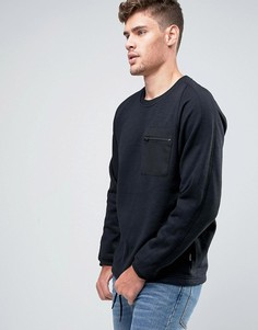 Свитшот с круглым вырезом и карманом Jack & Jones - Черный