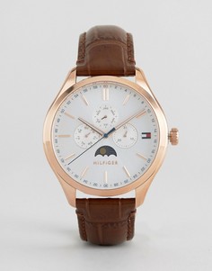 Часы с коричневым кожаным ремешком и хронографом Tommy Hilfiger 1791306 Oliver - Черный