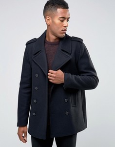 Темно-синий шерстяной бушлат New Look - Темно-синий