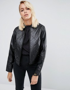 Кожаная куртка с заклепками в стиле 80-х ASOS - Черный