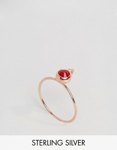 Серебряное позолоченное кольцо с камнем для родившихся в июле ASOS - Красный