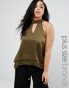 Топ-халтер с вырезом капелькой Elvi Plus - Зеленый