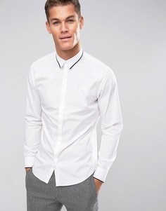 Узкая рубашка с длинными рукавами и отделкой на воротнике Selected Homme - Белый