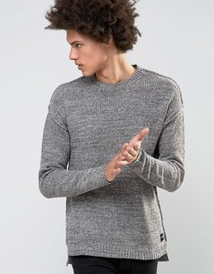 Джемпер с заниженной линией плеч и удлиненной кромкой Only & Sons - Серый