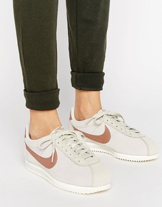 Кожаные кроссовки с отделкой бронзового цвета Nike Classic Cortez - Бежевый