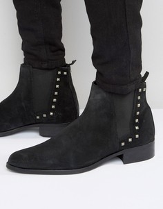 Черные замшевые ботинки челси с заклепками ASOS - Черный