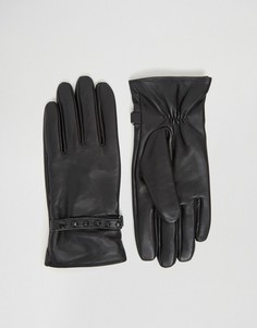 Черные кожаные перчатки с заклепками ASOS - Черный