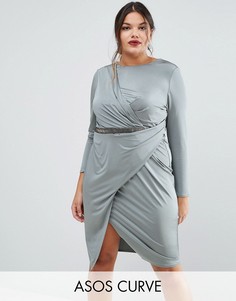Платье миди с запахом ASOS CURVE - Серый