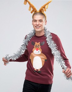 Новогодний свитшот с принтом Jack & Jones - Красный