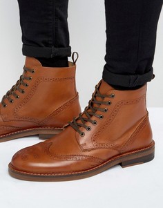 Светло-коричневые кожаные ботинки-броги ASOS - Рыжий