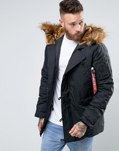 Черная парка классического кроя с искусственным мехом Alpha Industries Explorer - Черный