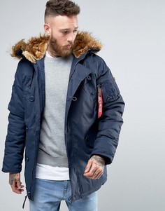 Темно-синяя парка классического кроя с искусственным мехом Alpha Industries Explorer - Темно-синий