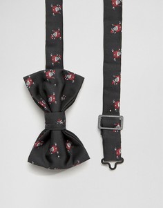 Новогодний галстук-бабочка с принтом ASOS - Черный