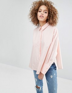 Хлопковая оversize-рубашка с разрезами по бокам ASOS - Розовый