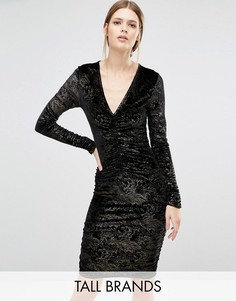 Бархатное облегающее платье с блестящей отделкой New Look Tall - Черный