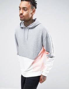 Серое oversize-худи со вставками ASOS - Серый