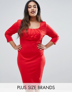 Платье-футляр с плиссировкой на груди Goddiva Plus - Красный