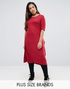 Длинный трикотажный топ с разрезами по бокам Junarose - Красный