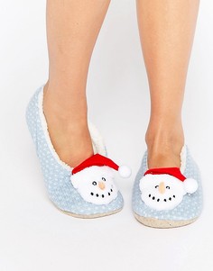 Тапочки-слиперы с отделкой в виде рождественского снеговика ASOS NUTMEG - Синий