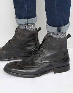 Кожаные ботинки-броги Hudson London Simpson - Черный