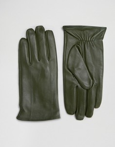 Кожаные перчатки цвета хаки Barneys - Зеленый Barneys Originals