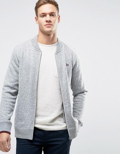 Трикотажный бомбер на молнии с логотипом на груди Jack & Jones Originals - Серый