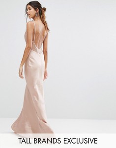 Платье макси с лямками и кружевной вставкой Jarlo Tall - Розовый
