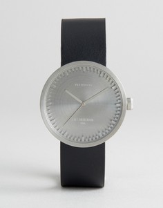 Серебристые часы с черным кожаным ремешком Leff Amsterdam D-Series 38 мм - Черный