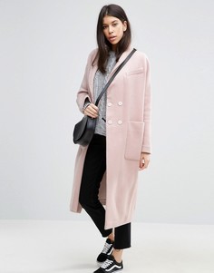 Пальто с добавлением шерсти ASOS - Розовый