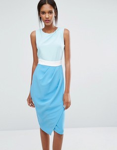 Трехцветное платье с драпированной юбкой Closet - Мульти