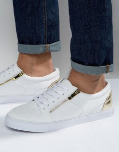 Белые кроссовки с золотистой молнией ASOS - Белый