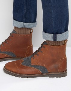 Кожаные ботинки-броги с шерстяной отделкой TOMS - Коричневый